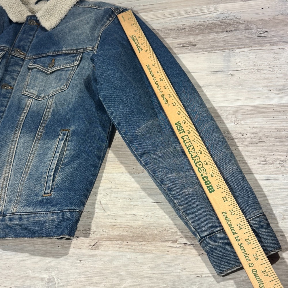 True Craft Sherpa Lined Denim Jean Trucker Men's Sz M Jacket Long Sleeve - Picture 8 of 9